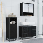 Juego de muebles de baño 3 pcs Roble Negro Madera de ingeniería