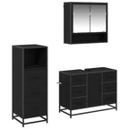 Juego de muebles de baño 3 pcs Roble Negro Madera de ingeniería