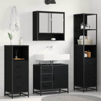 Juego de muebles de baño 4 pcs Roble Negro Madera de ingeniería
