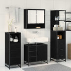 Juego de muebles de baño 4 pcs Roble Negro Madera de ingeniería