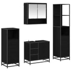 Juego de muebles de baño 4 pcs Roble Negro Madera de ingeniería