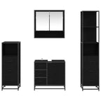 Juego de muebles de baño 4 pcs Roble Negro Madera de ingeniería