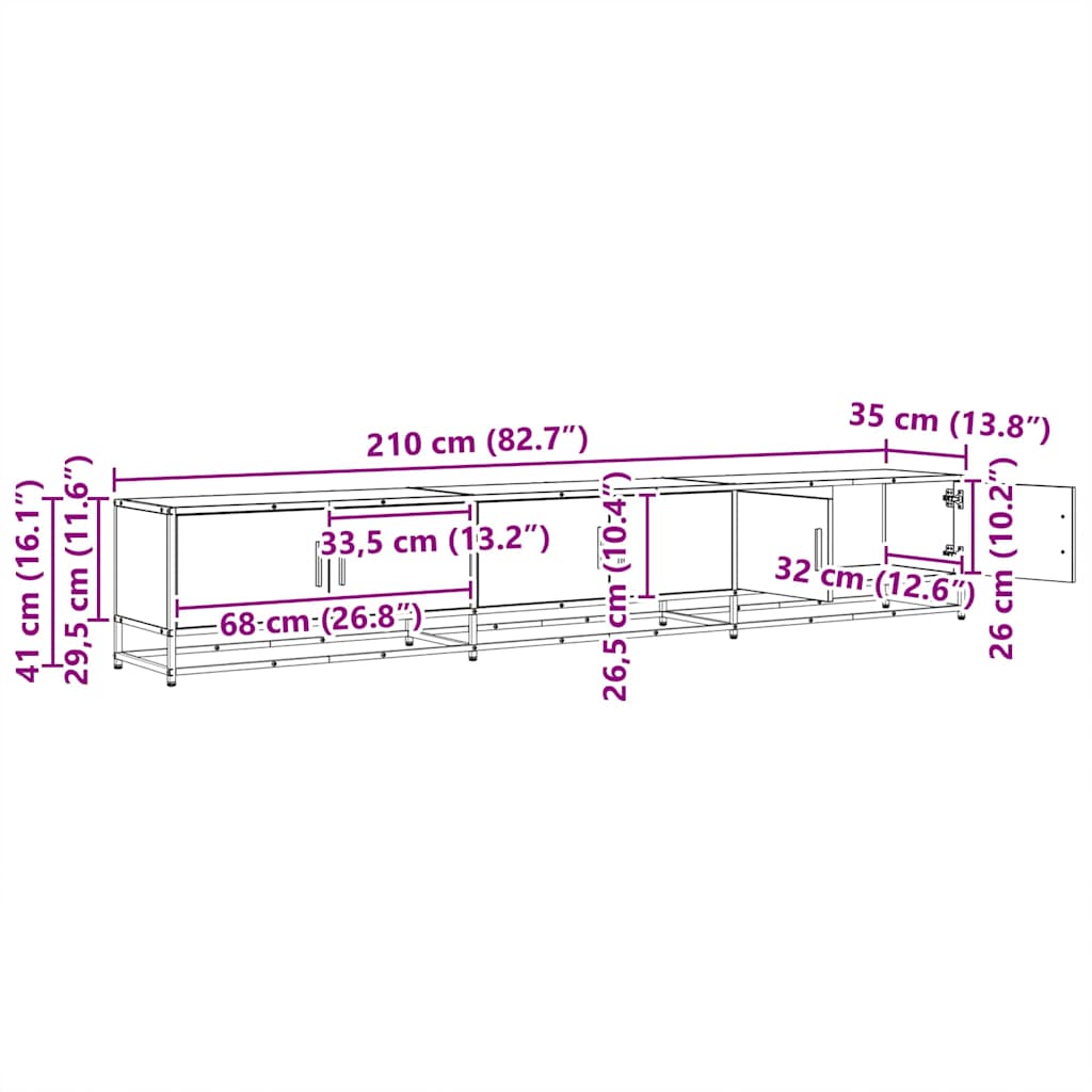 Unidades de TV 2 pcs Madera Vieja 210 x 35 x 41 cm