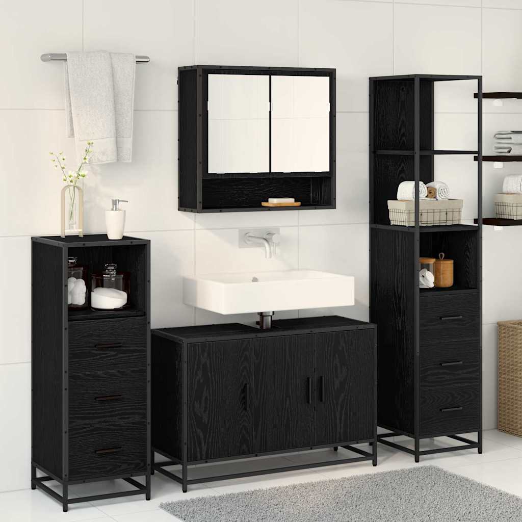 Juego de muebles de baño con cajón 3 pcs Roble artesanal