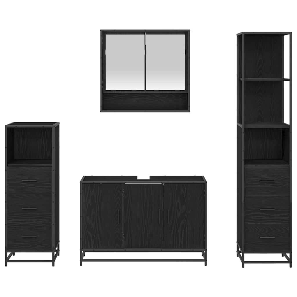 Juego de muebles de baño con cajón 3 pcs Roble artesanal