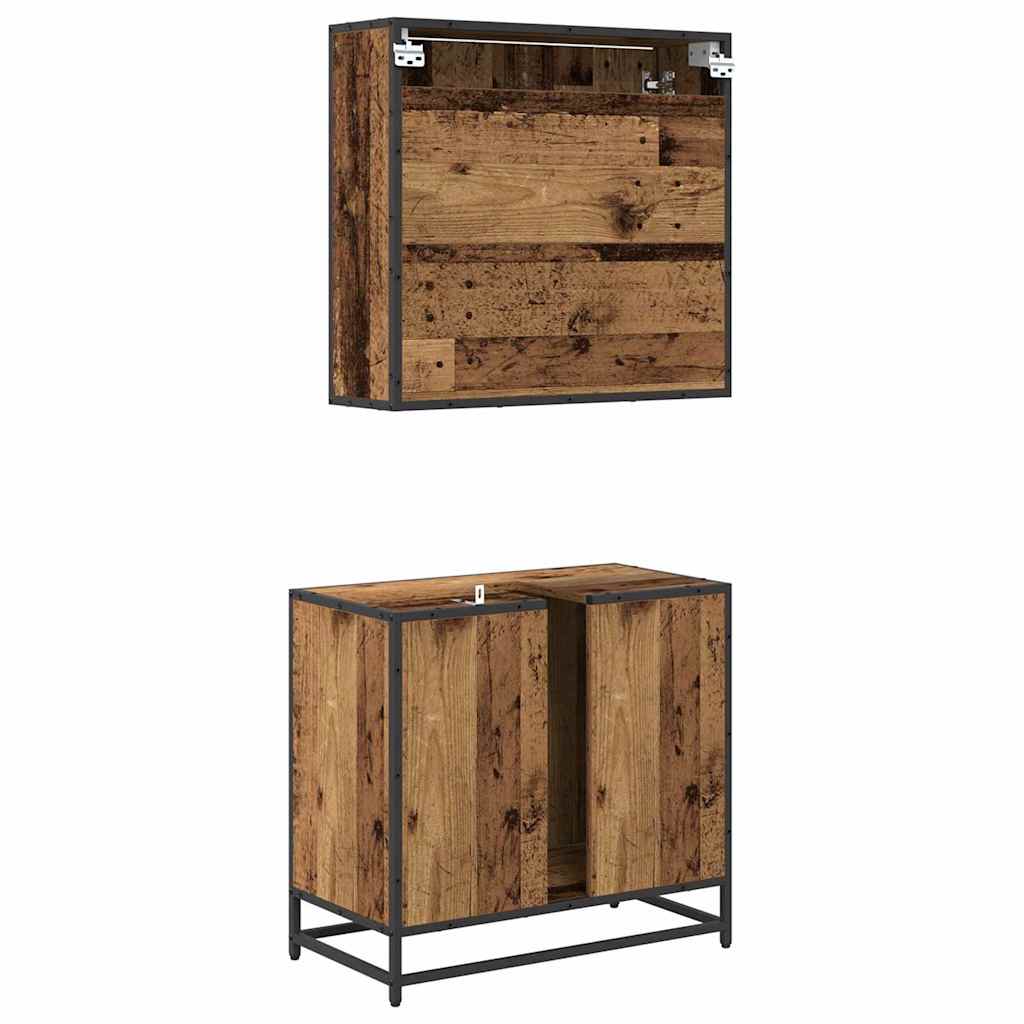 Juego de muebles de baño con cajón 2 pcs Madera envejecida