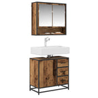 Juego de muebles de baño con cajón 2 pcs Madera envejecida