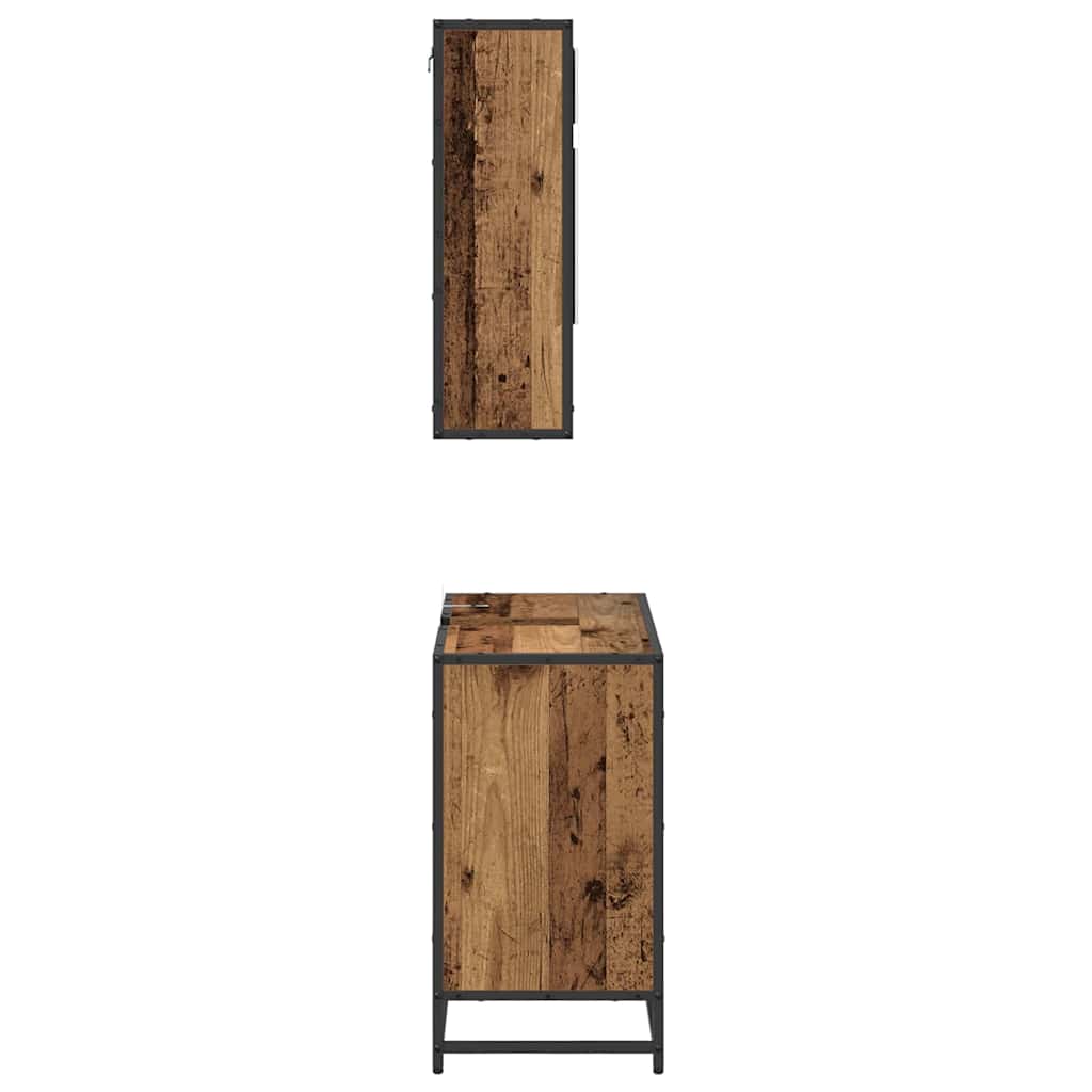 Juego de muebles de baño con cajón 2 pcs Madera envejecida