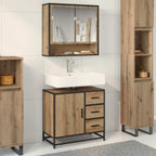 Juego de muebles de baño con cajón 2 pcs Roble artesanal