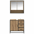 Juego de muebles de baño con cajón 2 pcs Roble artesanal