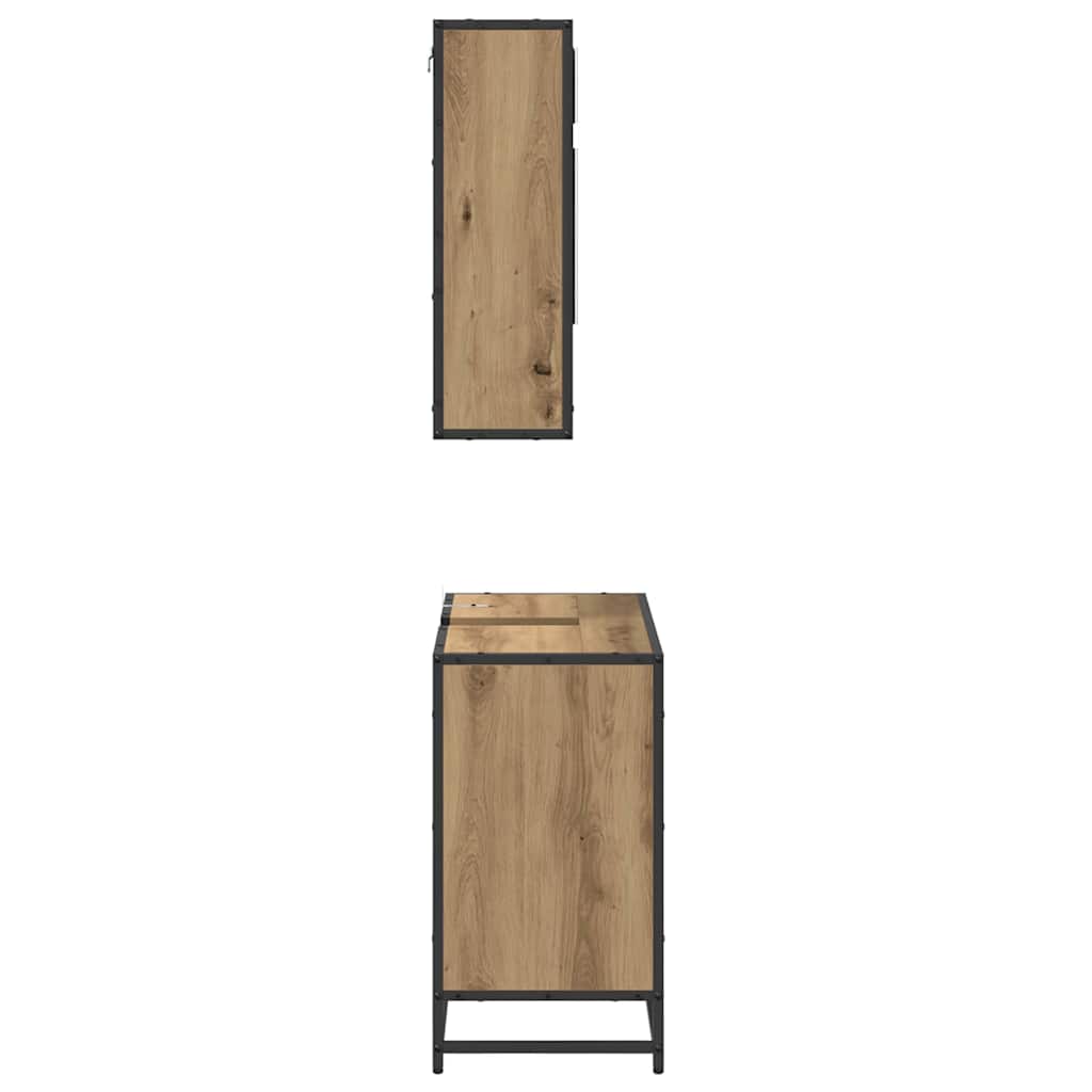 Juego de muebles de baño con cajón 2 pcs Roble artesanal