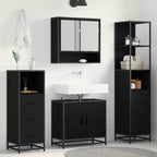 Juego de muebles de baño 4 pcs Roble Negro Madera de ingeniería