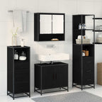 Juego de muebles de baño 4 pcs Roble Negro Madera de ingeniería