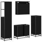 Juego de muebles de baño 4 pcs Roble Negro Madera de ingeniería