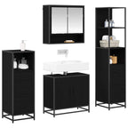 Juego de muebles de baño 4 pcs Roble Negro Madera de ingeniería