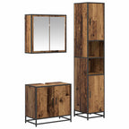 Juego de muebles de baño con estante 3 pcs Madera envejecida