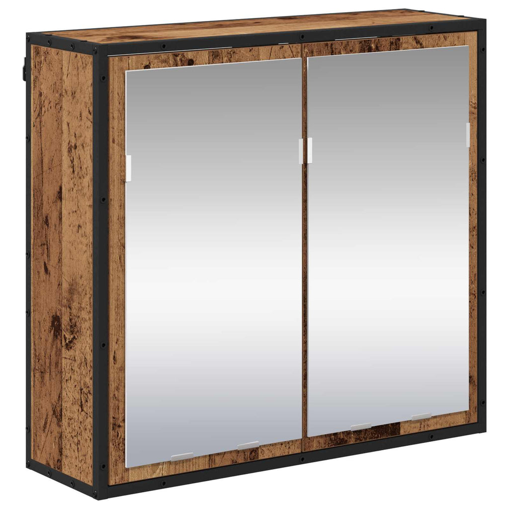 Juego de muebles de baño con estante 3 pcs Madera envejecida