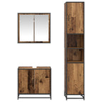 Juego de muebles de baño con estante 3 pcs Madera envejecida