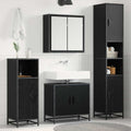 Juego de muebles de baño 3 pcs Roble Negro Madera de ingeniería