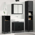 Juego de muebles de baño 3 pcs Roble Negro Madera de ingeniería