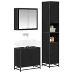 Juego de muebles de baño 3 pcs Roble Negro Madera de ingeniería