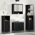 Juego de muebles de baño 3 pcs Roble Negro Madera de ingeniería
