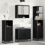 Juego de muebles de baño 3 pcs Roble Negro Madera de ingeniería