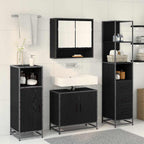Juego de muebles de baño 3 pcs Roble Negro Madera de ingeniería