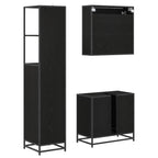 Juego de muebles de baño 3 pcs Roble Negro Madera de ingeniería
