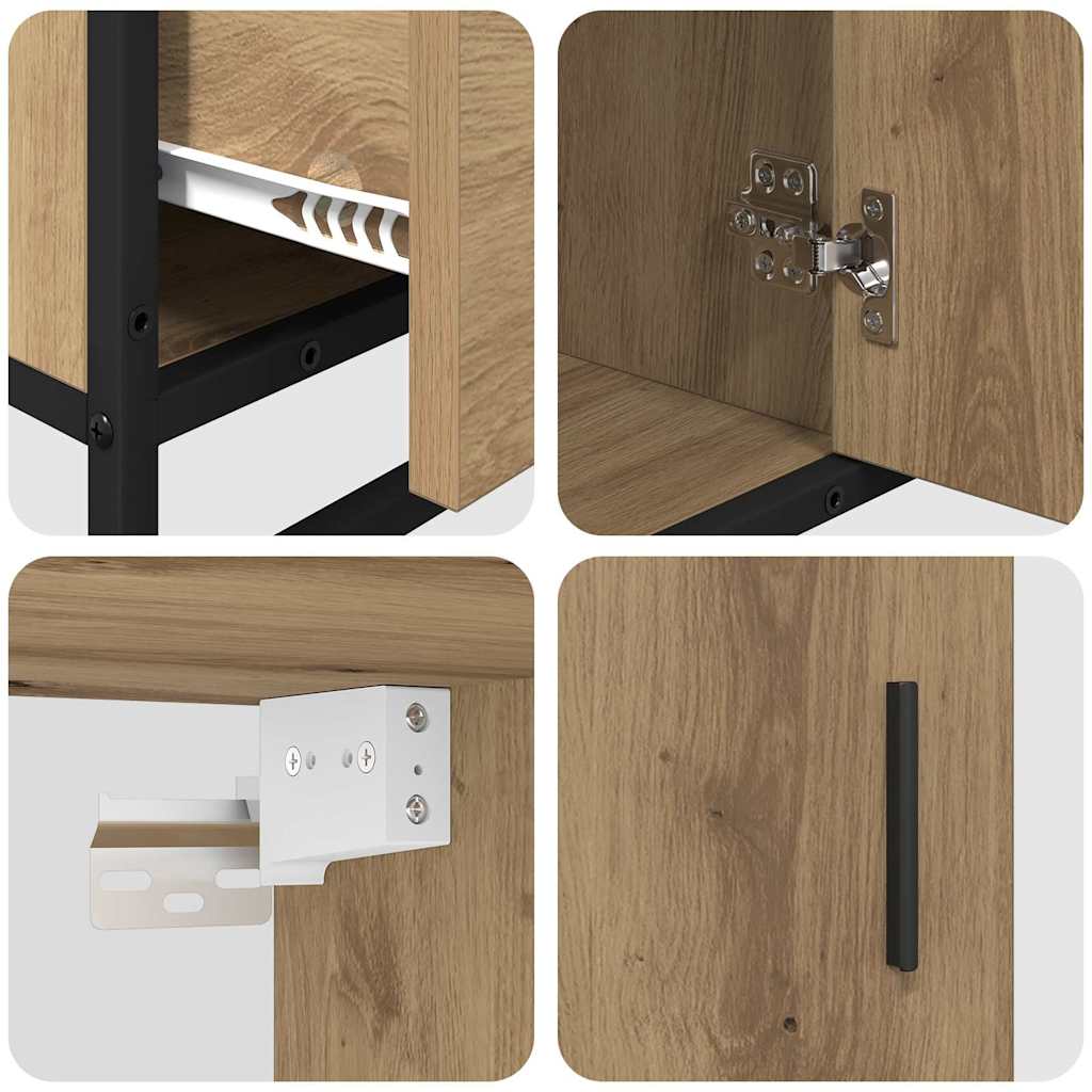 Juego de muebles de baño con cajón 3 pcs Roble artesanal