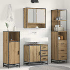 Juego de muebles de baño con cajón 3 pcs Roble artesanal