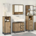 Juego de muebles de baño con cajón 3 pcs Roble artesanal