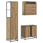 Juego de muebles de baño con cajón 3 pcs Roble artesanal