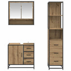 Juego de muebles de baño con cajón 3 pcs Roble artesanal