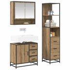 Juego de muebles de baño con cajón 3 pcs Roble artesanal