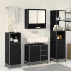 Juego de muebles de baño 3 pcs Roble Negro Madera de ingeniería