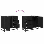 Juego de muebles de baño 3 pcs Roble Negro Madera de ingeniería