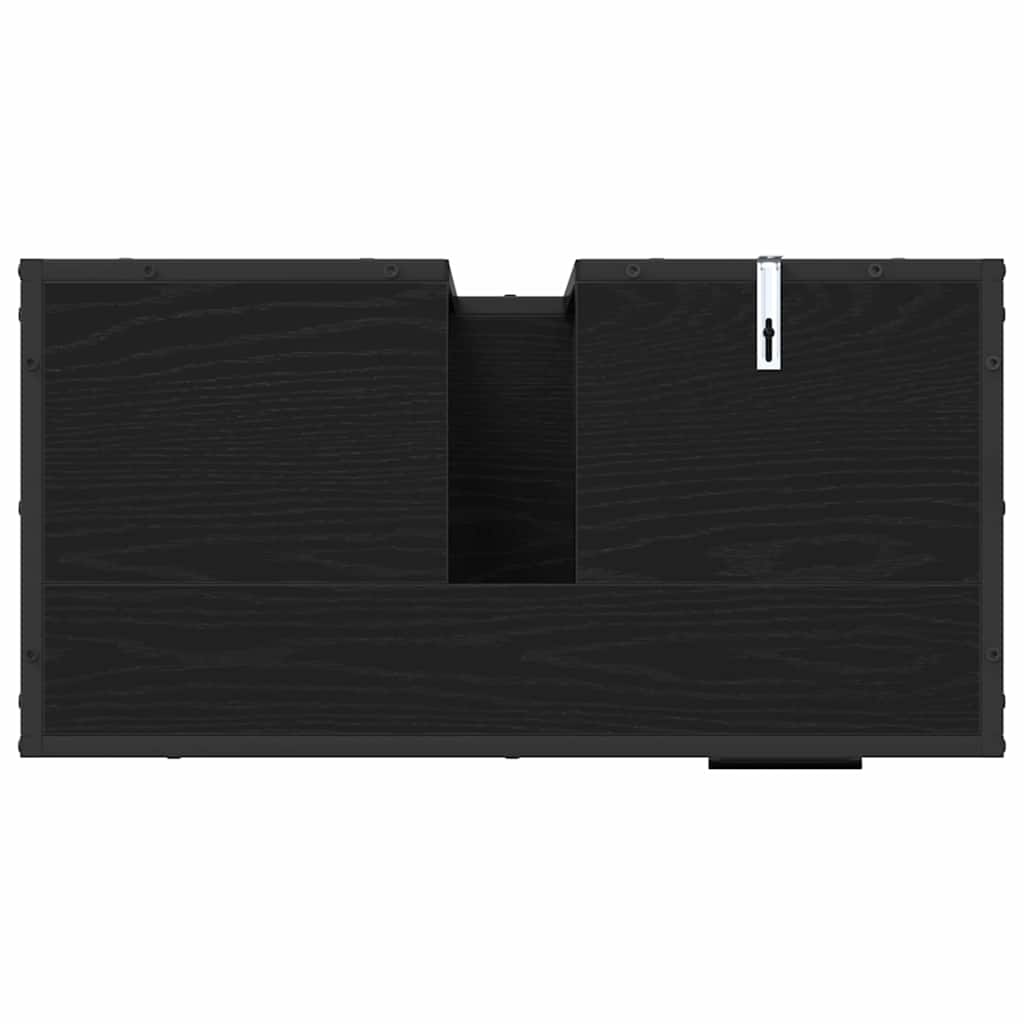 Juego de muebles de baño 3 pcs Roble Negro Madera de ingeniería