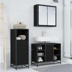Juego de muebles de baño 3 pcs Roble Negro Madera de ingeniería