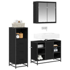 Juego de muebles de baño 3 pcs Roble Negro Madera de ingeniería