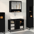 Juego de muebles de baño 2 pcs Roble Negro Madera de ingeniería