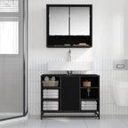Juego de muebles de baño 2 pcs Roble Negro Madera de ingeniería