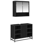 Juego de muebles de baño 2 pcs Roble Negro Madera de ingeniería