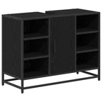 Juego de muebles de baño 2 pcs Roble Negro Madera de ingeniería