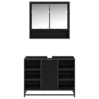 Juego de muebles de baño 2 pcs Roble Negro Madera de ingeniería