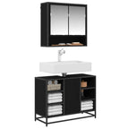 Juego de muebles de baño 2 pcs Roble Negro Madera de ingeniería