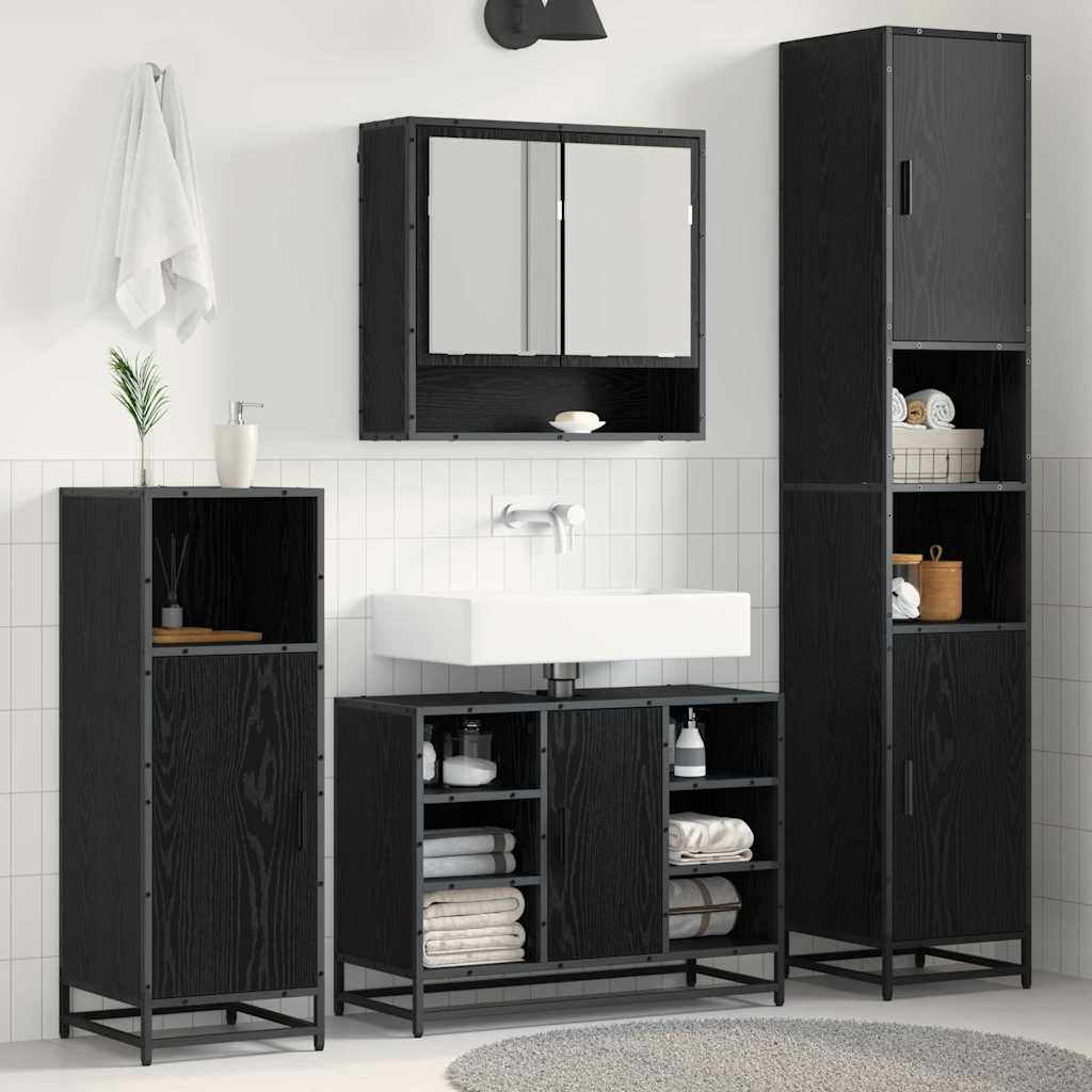 Juego de muebles de baño 3 pcs Marrón Madera contrachapada