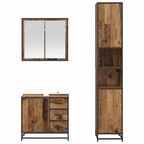 Juego de muebles de baño con cajón 3 pcs Madera envejecida