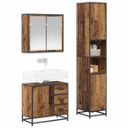 Juego de muebles de baño con cajón 3 pcs Madera envejecida