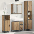 Juego de muebles de baño con cajón 3 pcs Roble artesanal